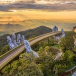 Aerial,view,of,the,golden,bridge,is,lifted,by,two