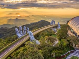 Aerial,view,of,the,golden,bridge,is,lifted,by,two